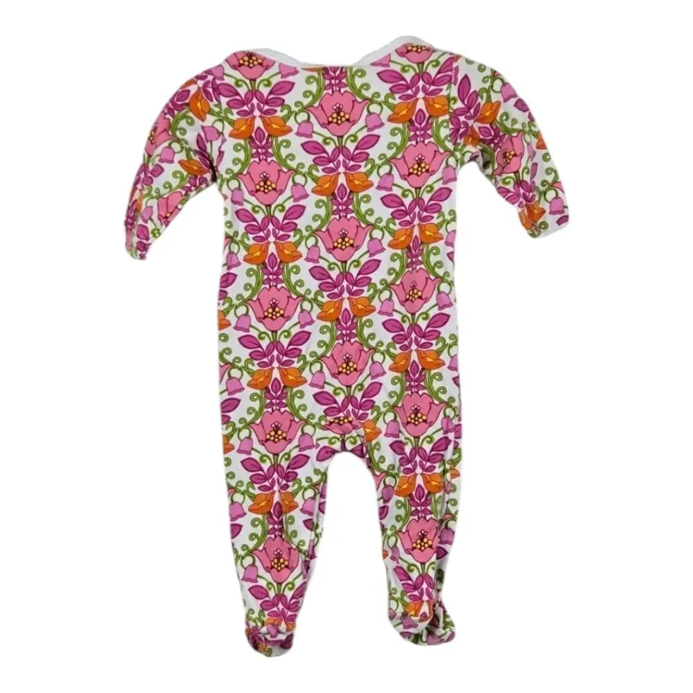 Vera Bradley Baby Footed Coverall Lilli Bell Pink Green Floral Pajama Onesie